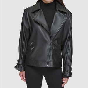 DKNY leather motto jacket